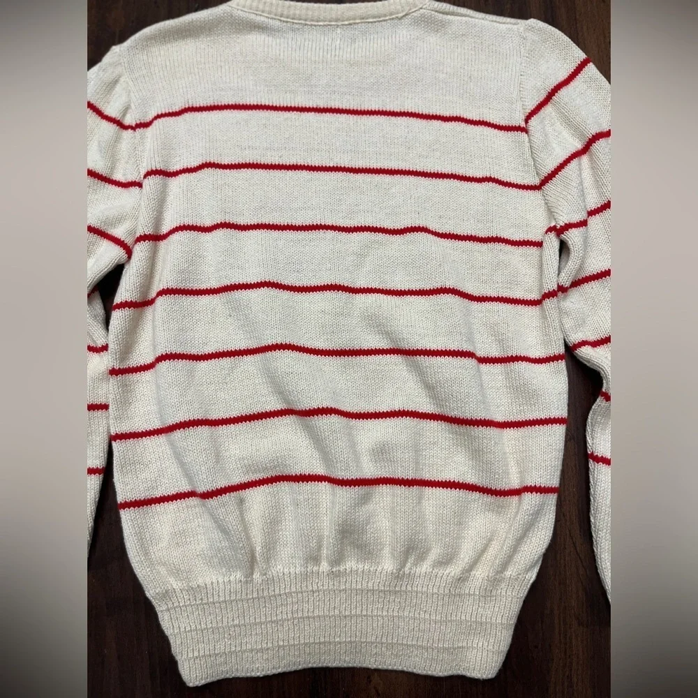 Par Four Sweater Vintage 90’s Deadstock Cream Red Stripes 100% Cotton Golf EUC - Picture 8 of 15